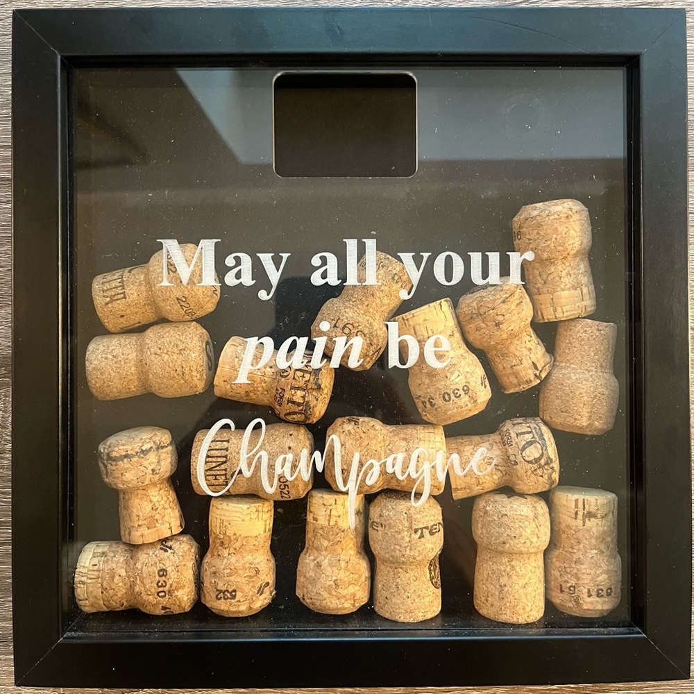 Home decor, wall art, wall frame. “May all your pain be Champagne” size 10x10